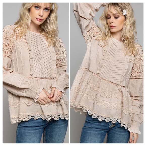 POL Feeling Romantic Woven Peplum Top - Picture 2 of 14